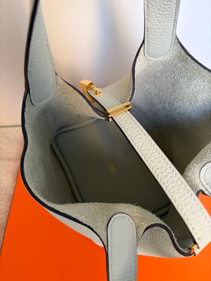 美品】HERMESピコタンロック PM グリ・ネヴェ ゴールド金具 エルメス