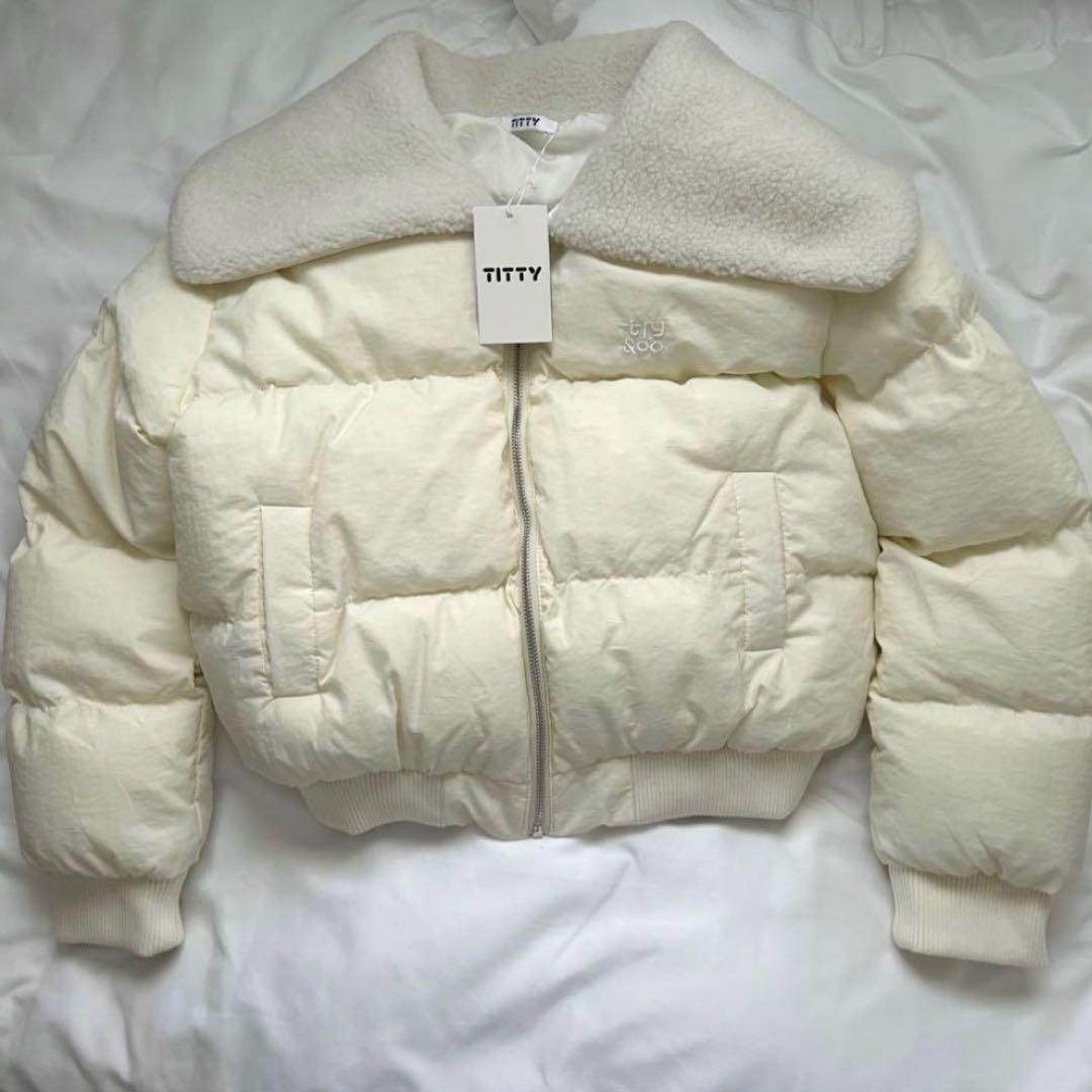 titty&co 襟ボアキルティングダウン アイボリー - メルカリ