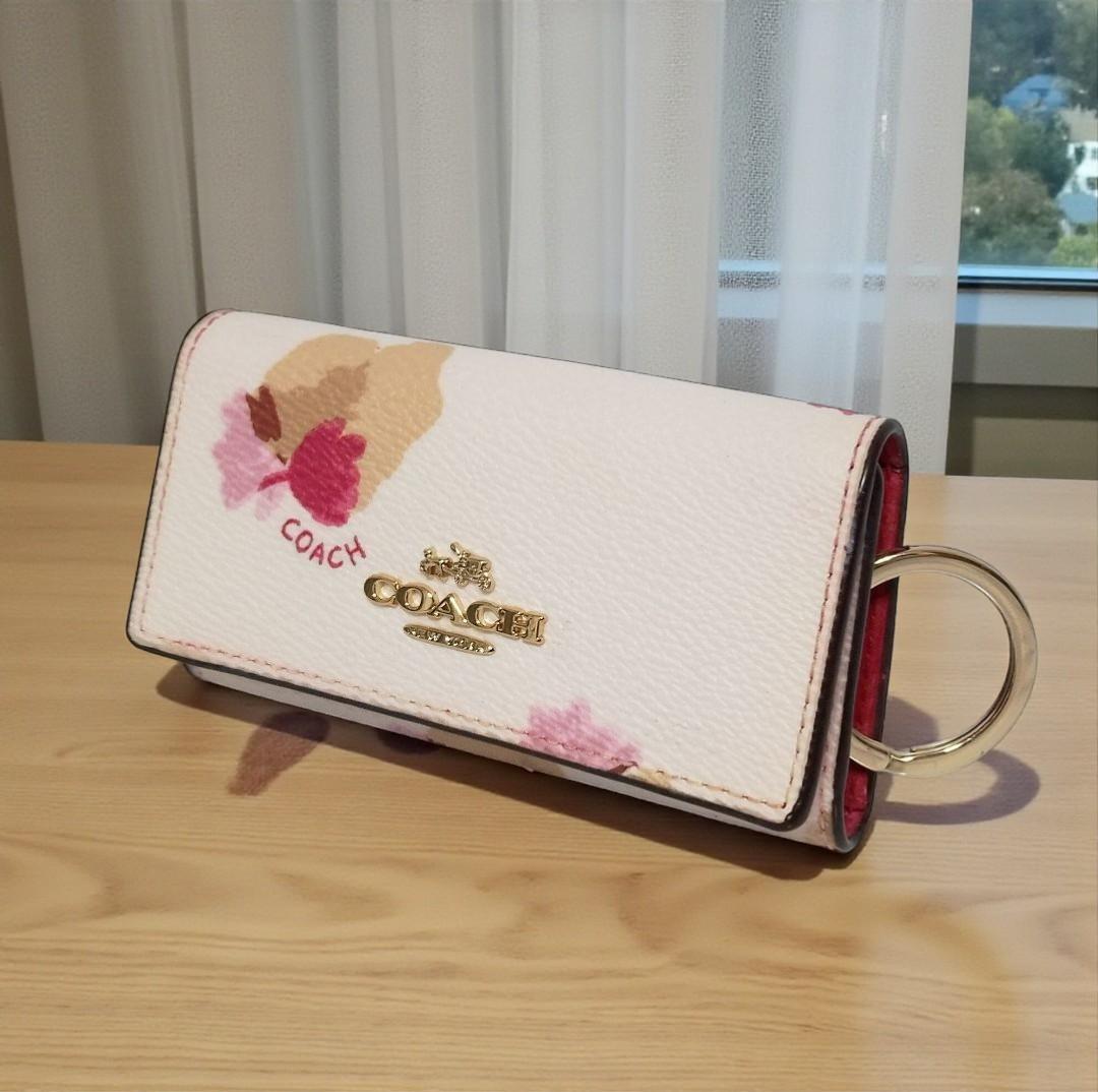 COACH コーチ キーケース フローラル 花柄 レザー キーリング付き