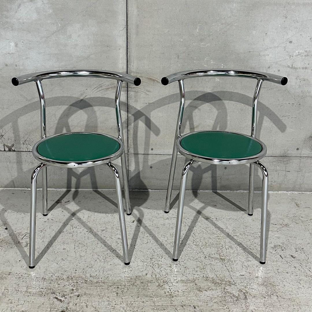 ☆Chitose☆ スチールラウンドチェア カフェチェア 昭和レトロ 2脚