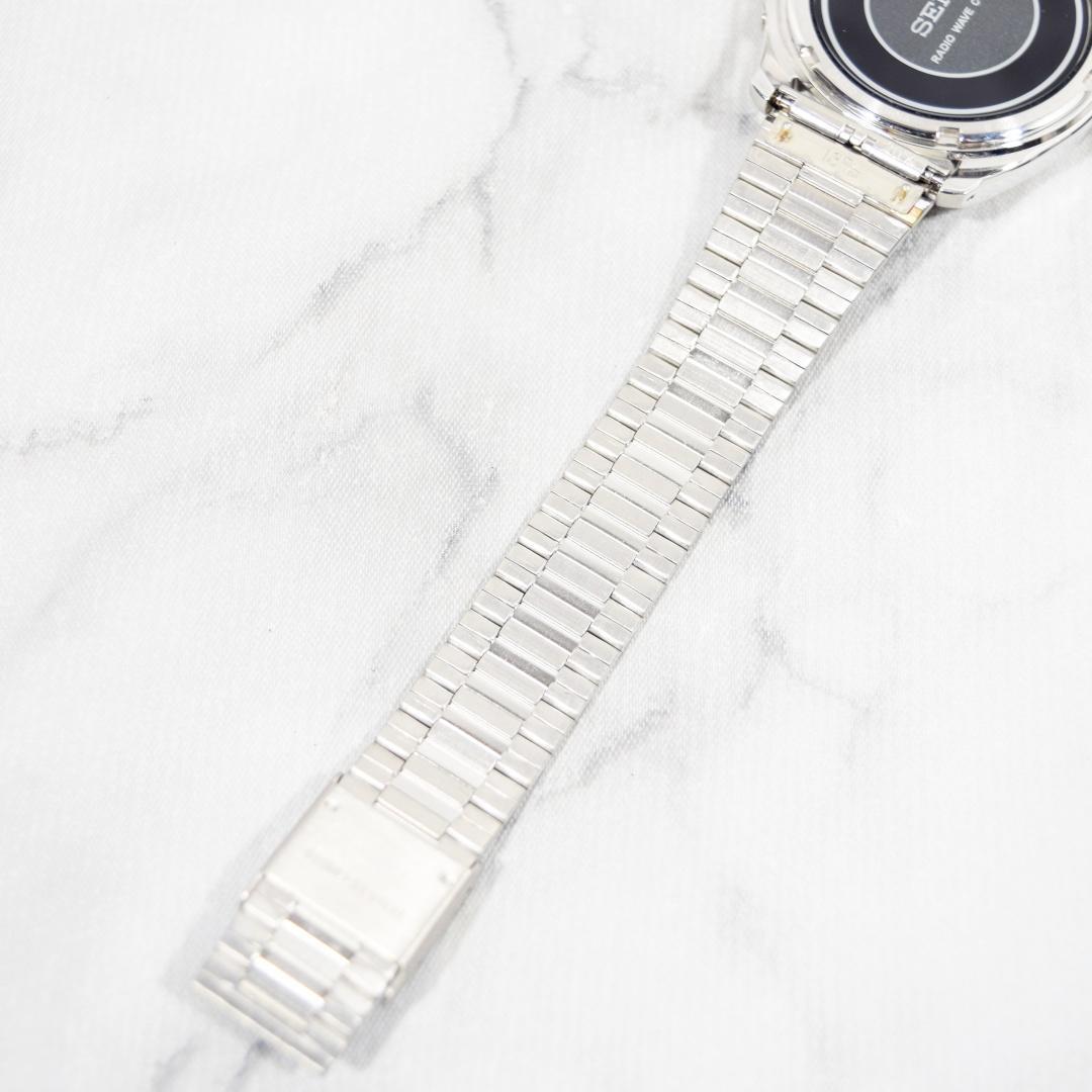 [美品 箱付] SEIKO セイコー 電波ソーラー時計 メンズ 新品ベルト