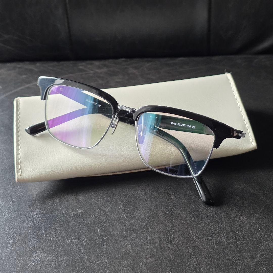 跳ね上げ式 メガネ サーモントブラック/シルバー チタン/アセテート