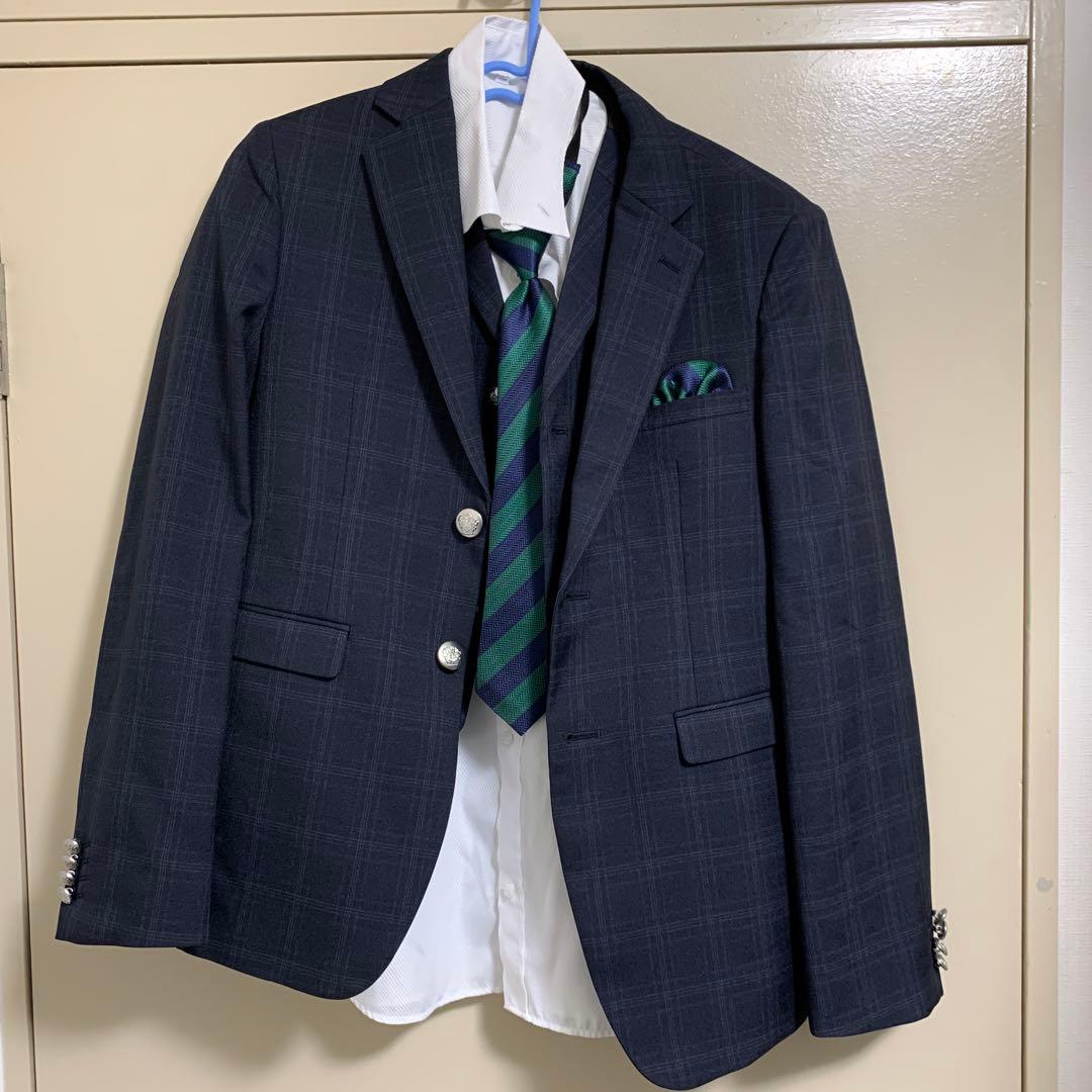 【170cm】フォーマルスーツ　緑チェック　ベストネクタイ付き 楽天市場】【卒服セール超目玉】 男子 ベスト ネクタイ付スーツ6点