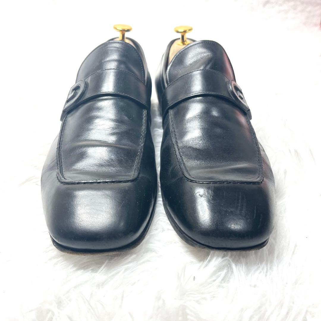 【美品】 GUCCI グッチ GGロゴ ベルト ローファー 26.5cmブラック