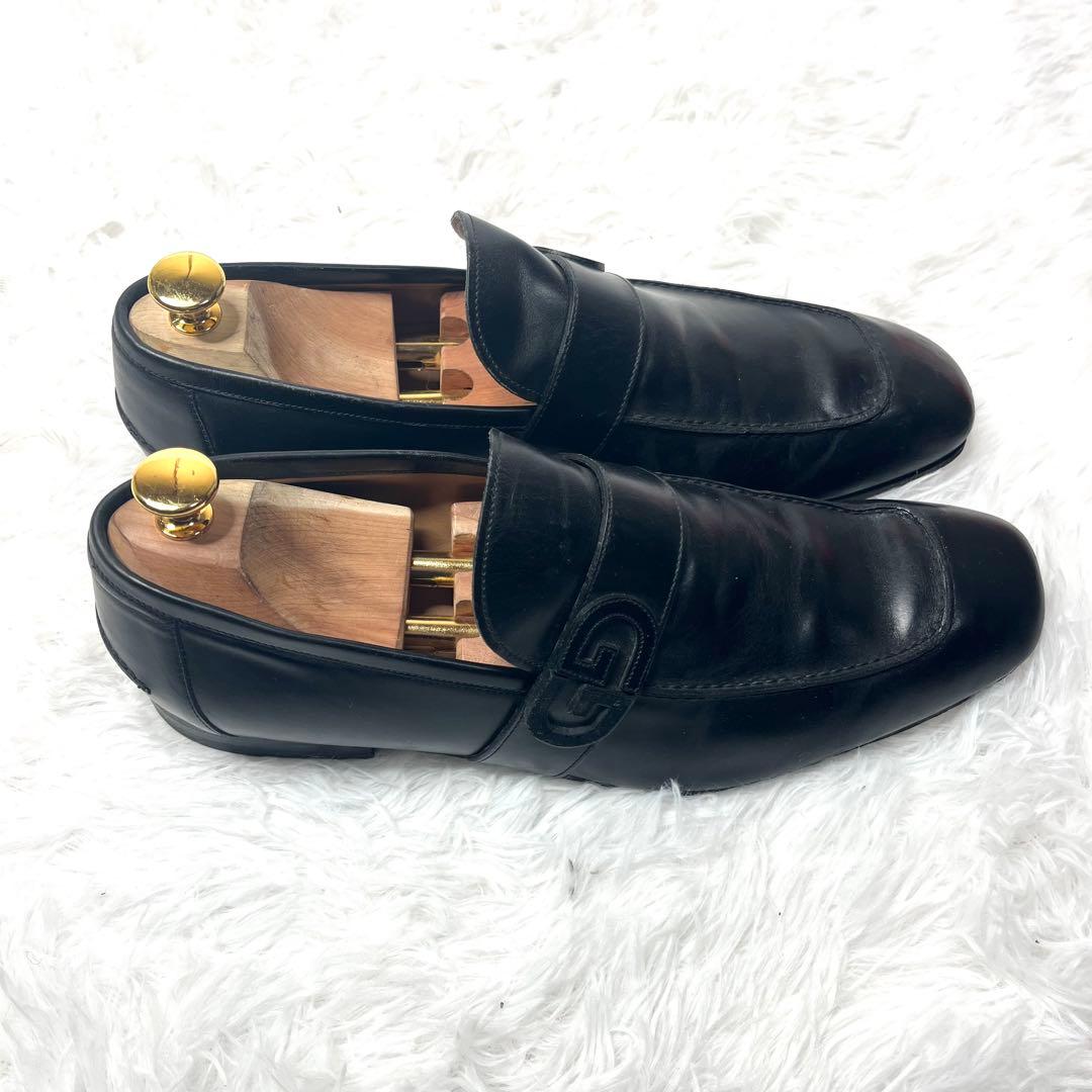 【美品】 GUCCI グッチ GGロゴ ベルト ローファー 26.5cmブラック