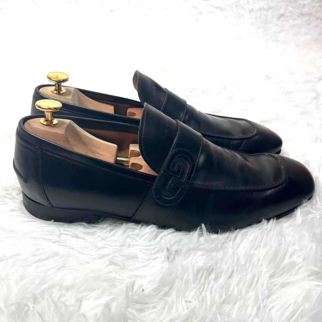 【美品】 GUCCI グッチ GGロゴ ベルト ローファー 26.5cmブラック