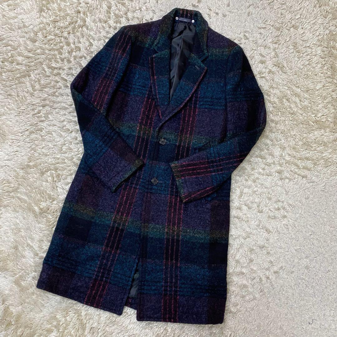 ポールスミス チェスターコート チェック柄 ネイビー系 M - メルカリ