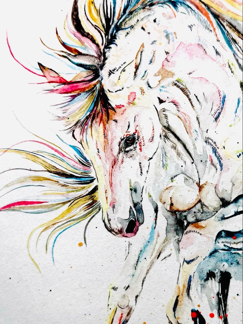 馬 原画 額装済み マリア ※購入希望の方はコメントください - メルカリ