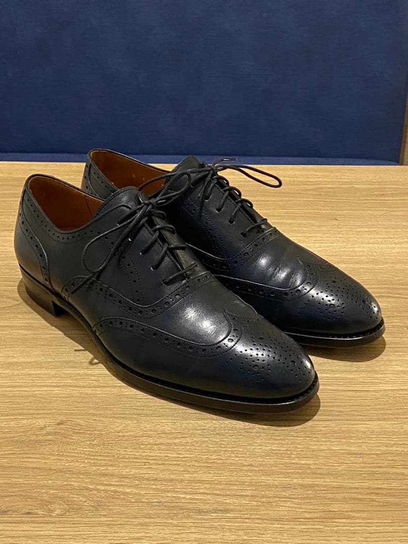 ランバン　レザーシューズ　ネイビー　25.5cm 革靴　メンズ