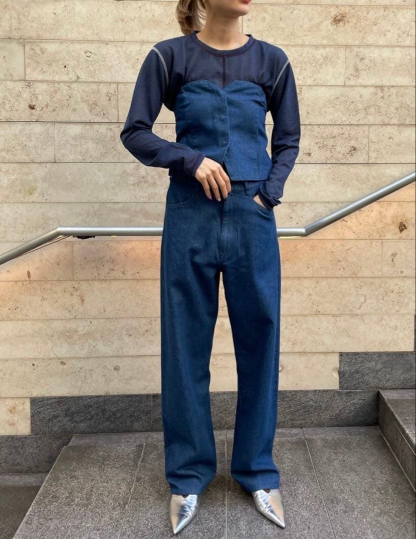 今期完売品 6(ROKU)デニム ビスチェ オールインワン 38 - メルカリ