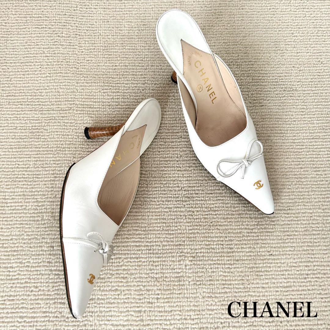 CHANEL シャネル パンプス ミュール ココマーク 22cm CHANEL（シャネル） パンプス COCOマーク ロゴ チャーム フェイク