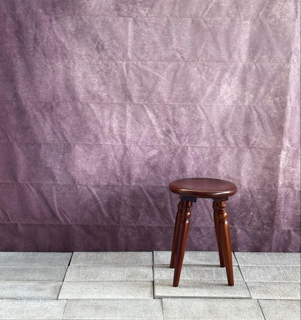 スツール 葡萄園 マホガニー無垢材 GP617 丸椅子 アンティーク調 天然木 マホガニー ラウンド スツール 46cm ブラウン