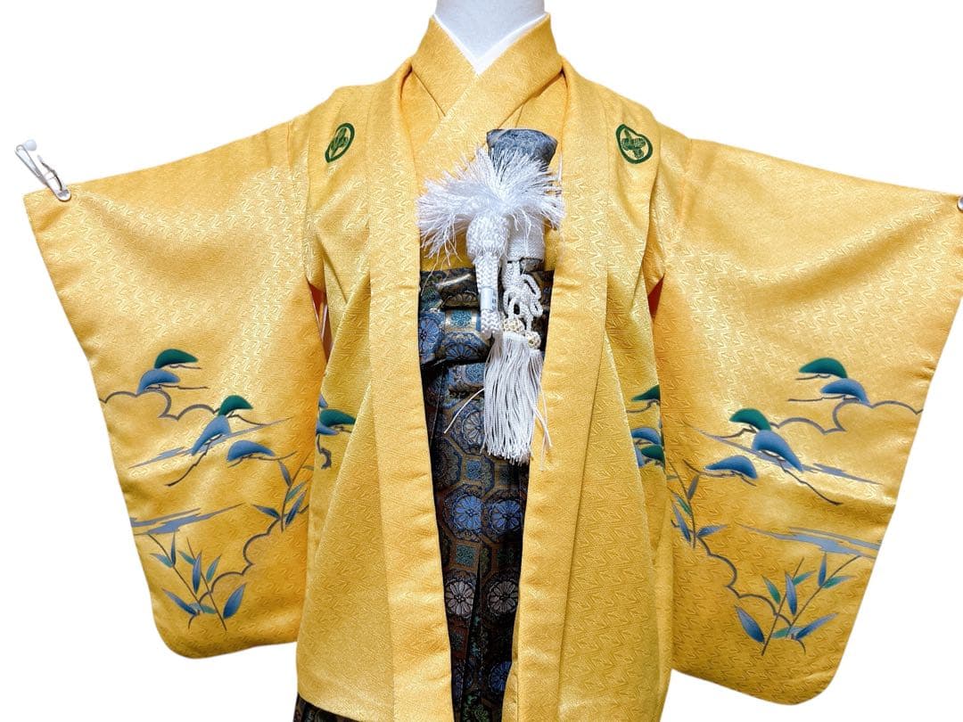 3歳フルセット♡七五三　男の子　一式　2歳　3歳　黄色　兜　五つ紋