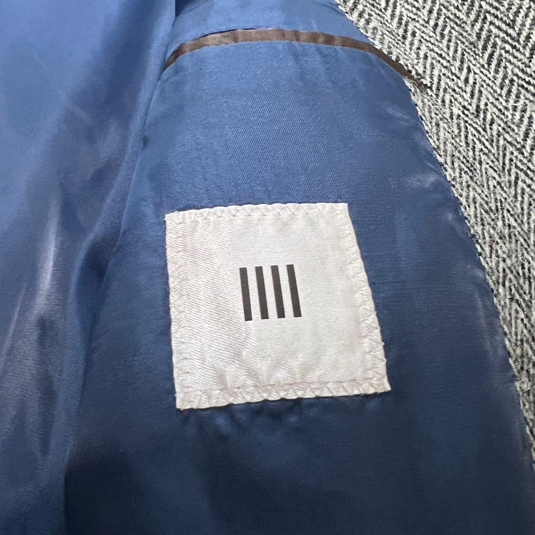 スーツセレクト×ハリスツイード ヘリンボーン 銀 ウールダブルトレンチ