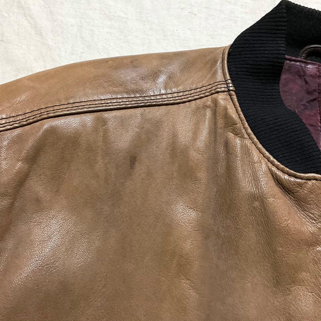 専用 Hugo Boss 本革レザー MA-1 ボンバージャケット ゆるダボ - メルカリ