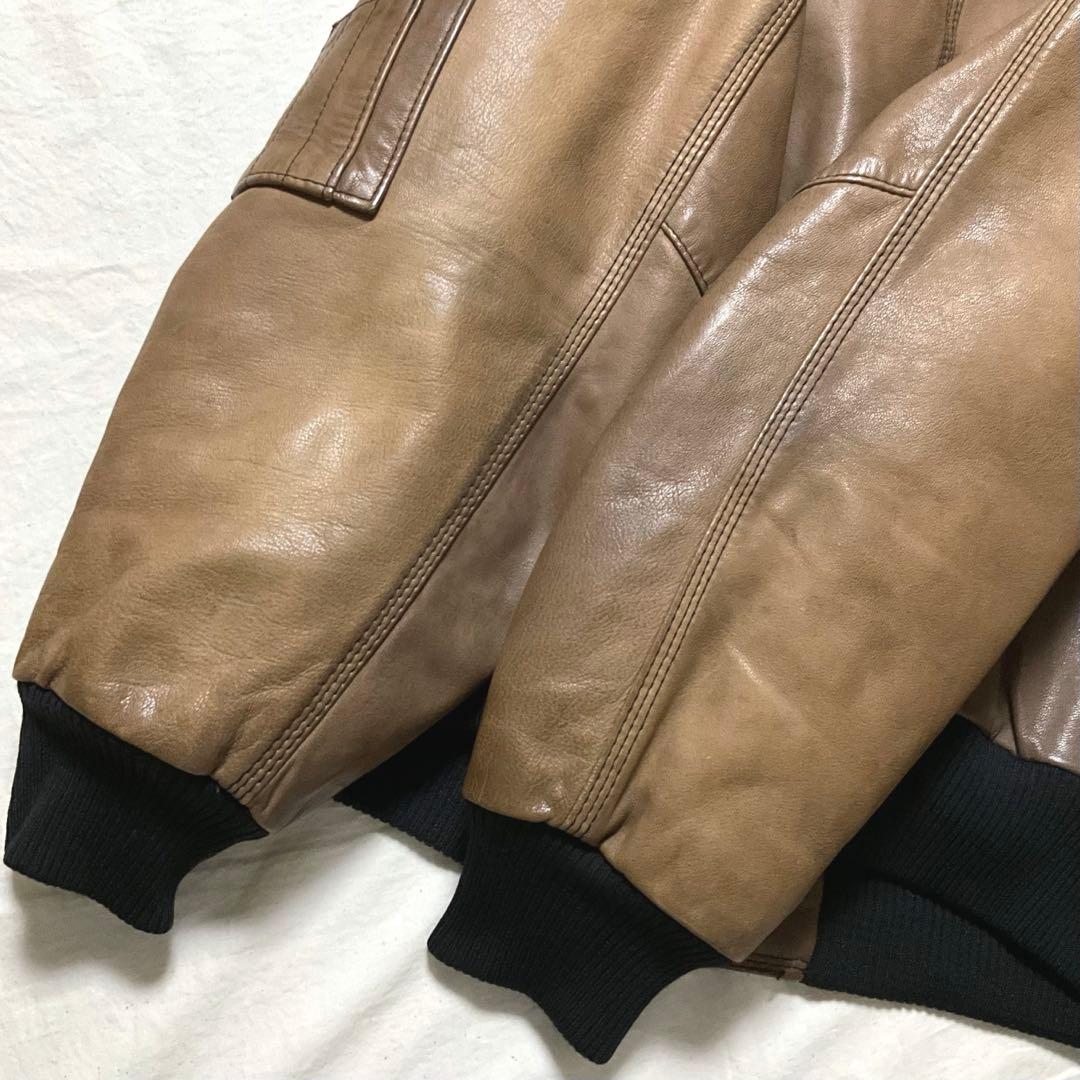 専用 Hugo Boss 本革レザー MA-1 ボンバージャケット ゆるダボ - メルカリ