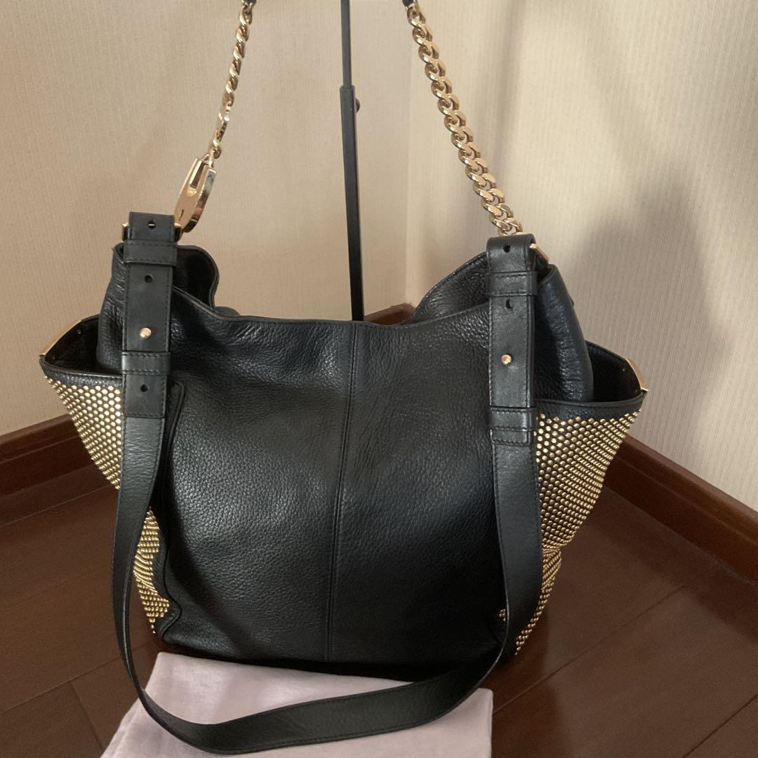 mari 　　ジミーチュウ　2way ショルダー バッグ　肩掛け　スタッズ ジミーチュウ2WAYバッグ スタッズ 黒 レディース カーフ ショルダー