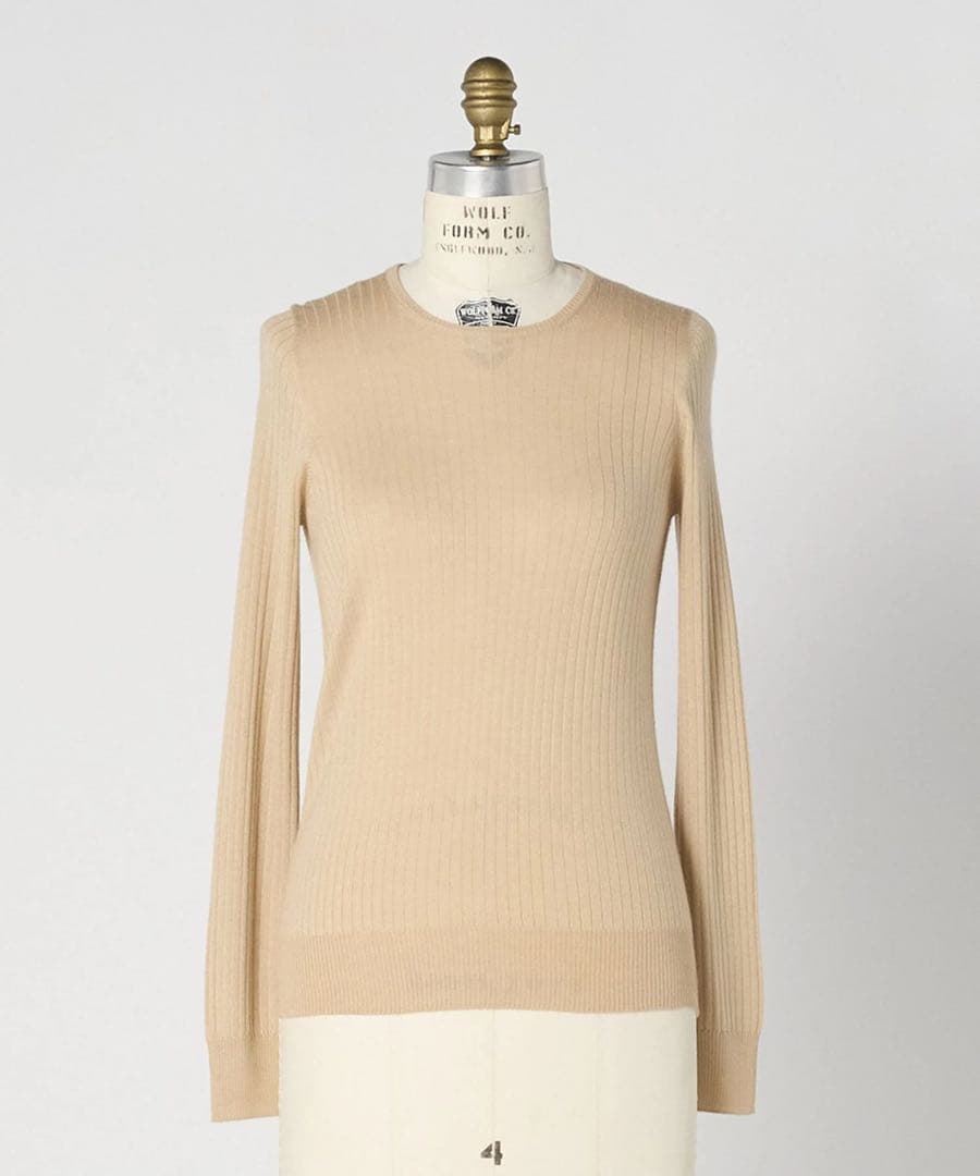 Drawer ドゥロワー 18Gカシミアシルク リブクルーネック ニット 1