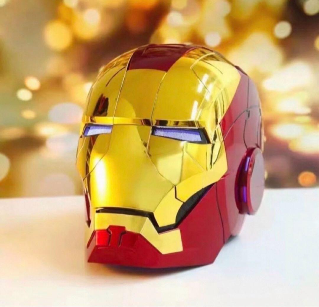 新品AUTOKINGアイアンマン マーク5 MK5 ヘルメットマスク 光ゴールド アイアンマンヘルメット自動開閉 音声認識開閉可能 AUTOKING ゴールド