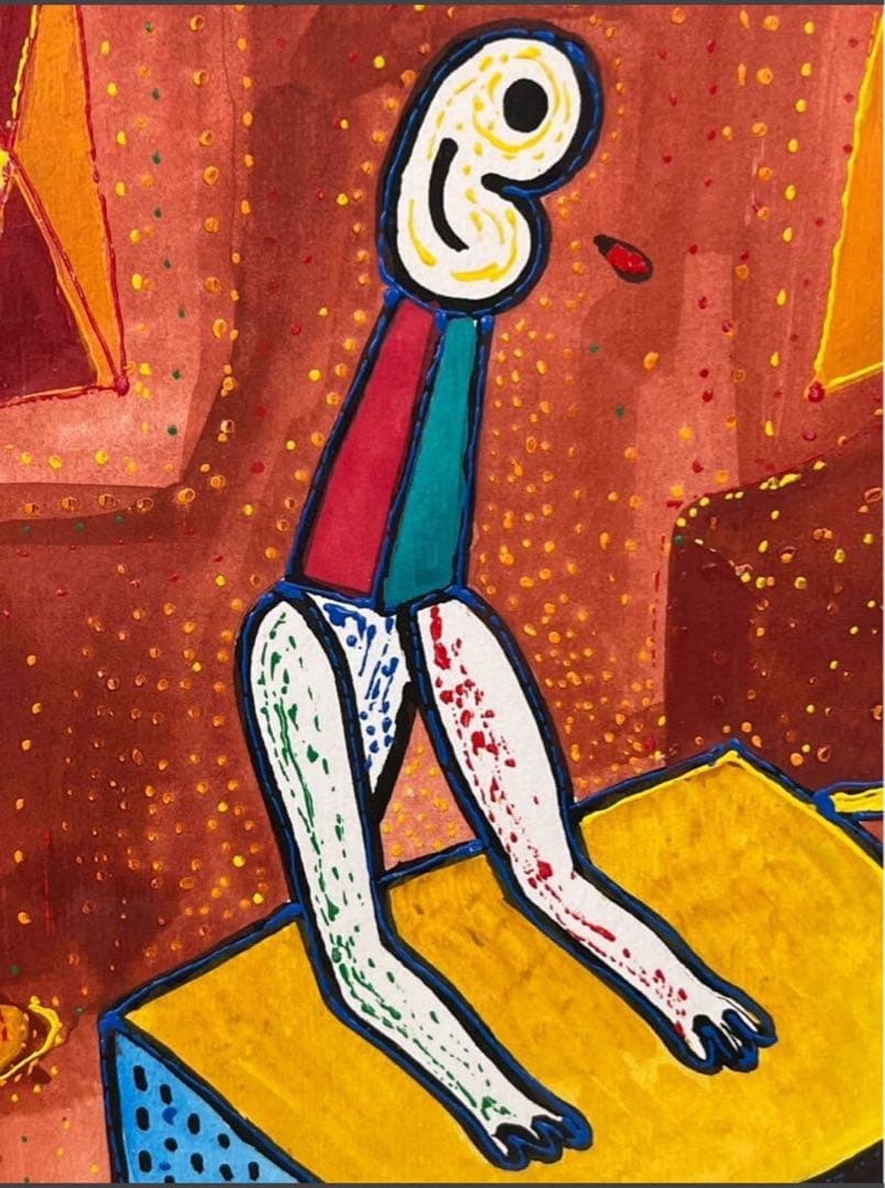 綿引明浩 無題 油彩 抽象画 押印あり 東京藝術大学院卒 一点物