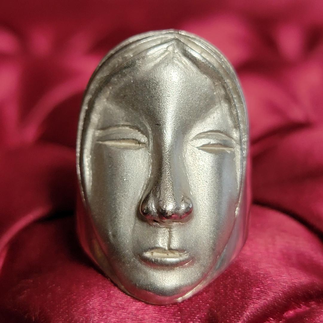 ビンテージ アーティスティックなフェイスモチーフのシルバーリング 約12号