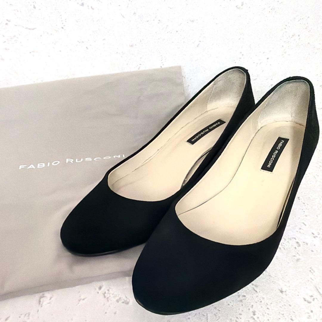 ファビオルスコーニ パンプス ラウンドトゥ スエード ブラック 36