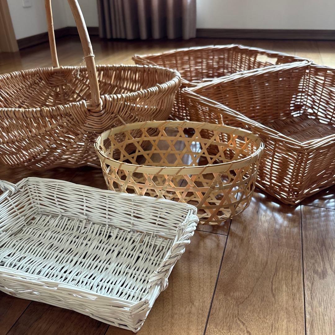 天然素材 編み込みバスケット 5個セット - メルカリ