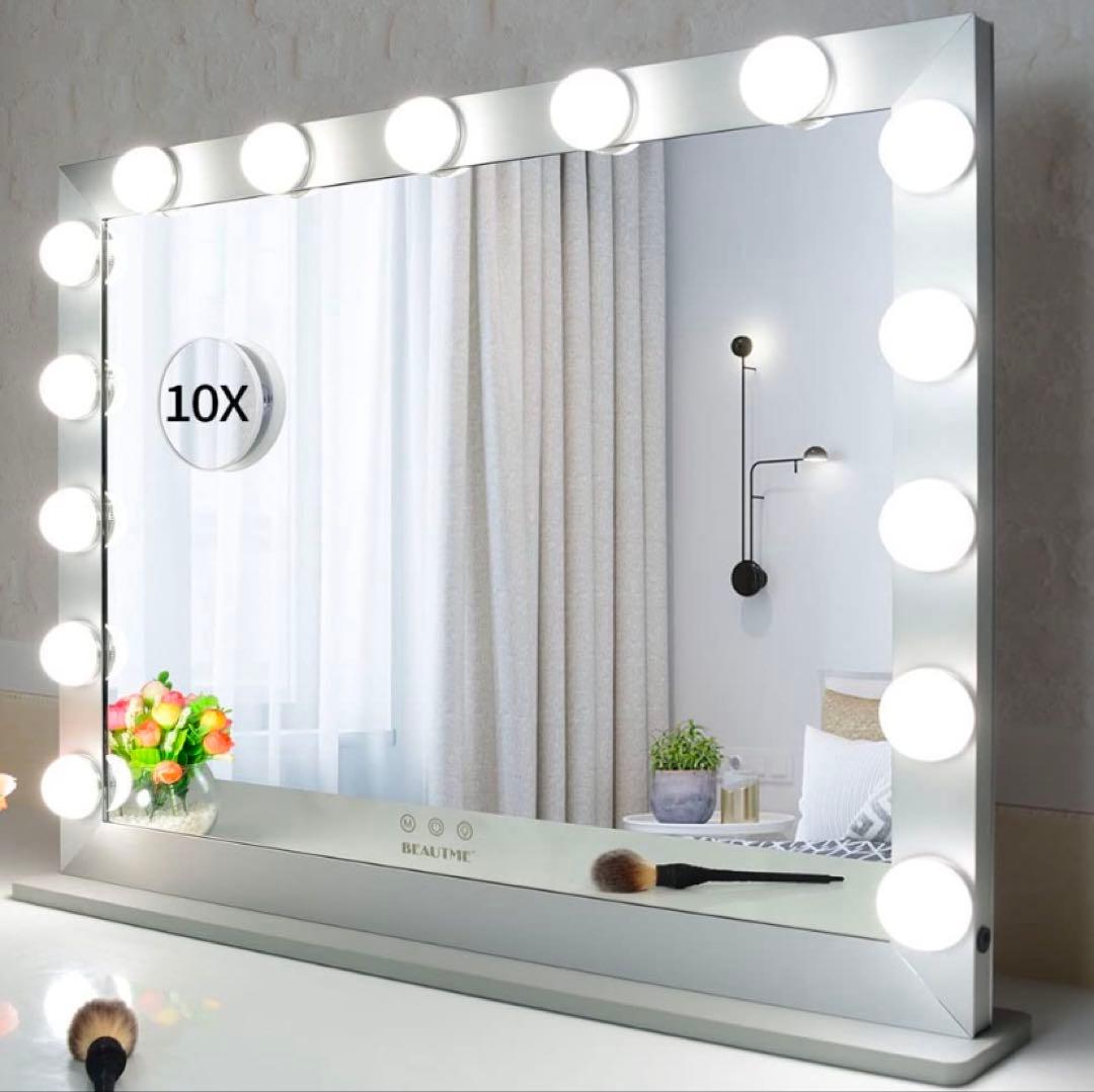 BEAUTME 大型女優ミラー 化粧鏡 3色ライトモード 明るさ調整 LED Amazon.co.jp: BEAUTME 女優ミラー 化粧鏡 ハリウッドミラー 3色照明