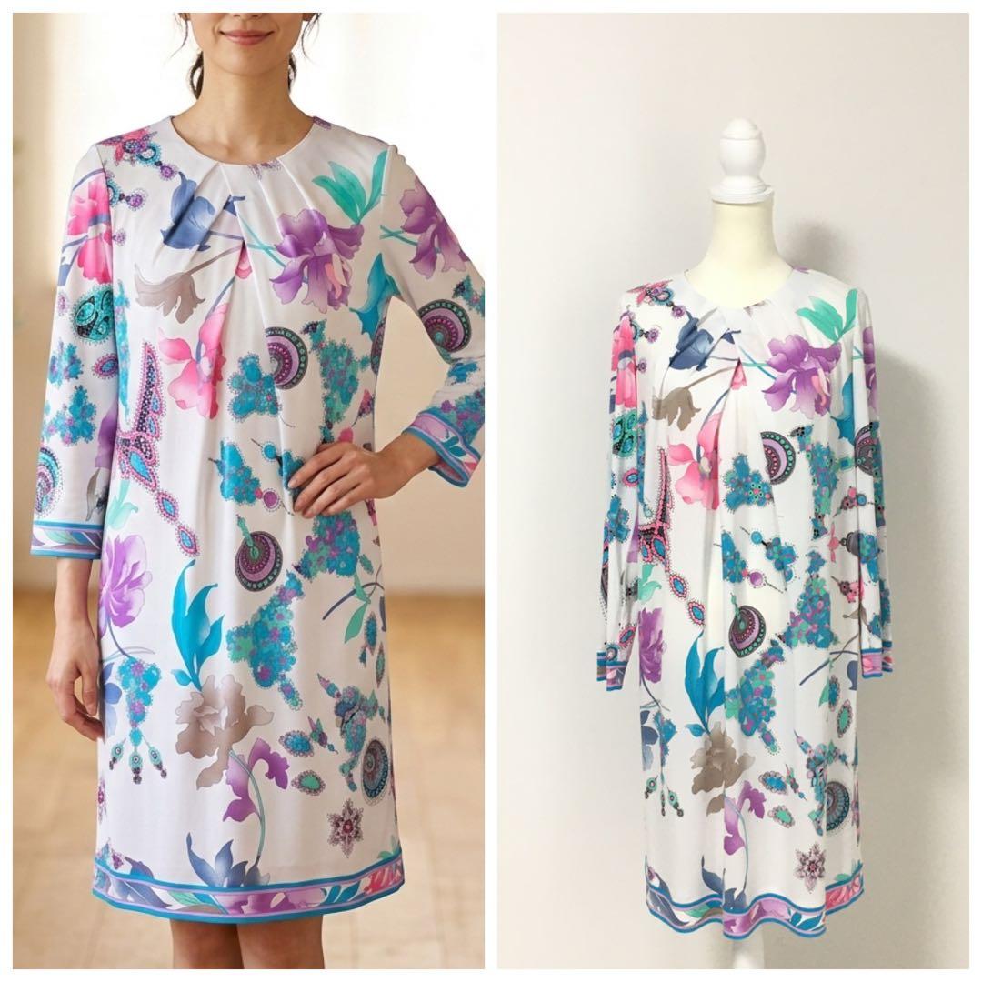 美品 LEONARD レオナール カンカン ストレッチ ワンピース 42 - メルカリ