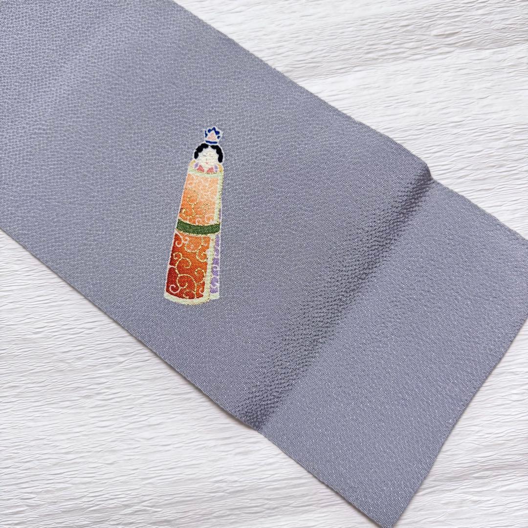 m-57 東京友禅 加納知之 枝桜 鬼しぼ縮緬 金彩 名古屋帯 正絹