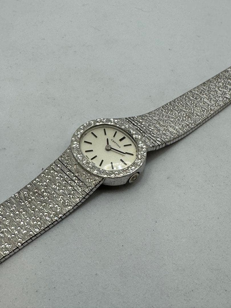 ⭐️スイス、サーチナシルバー一体ブレス　0.925刻印手巻き⭐️オーバーホール済み⭐️