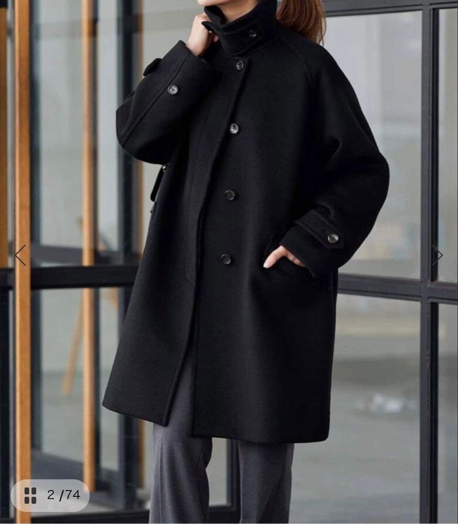 ラムウールMIXシャルムバルカラーコート/フレームワーク/今期/黒/36