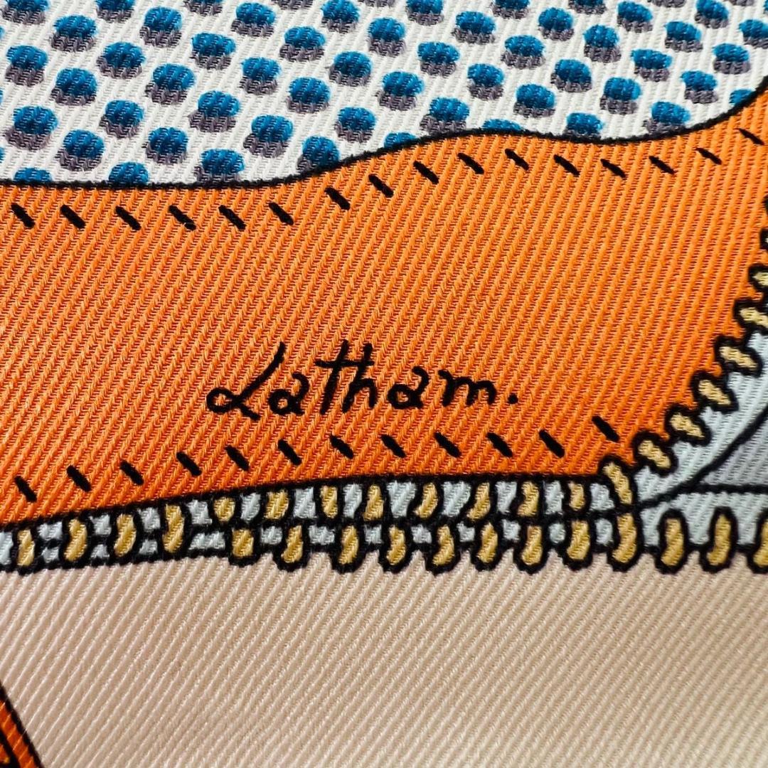 HERMES エルメス 自動車の快適 カレ65 スカーフ オレンジ系 シルク