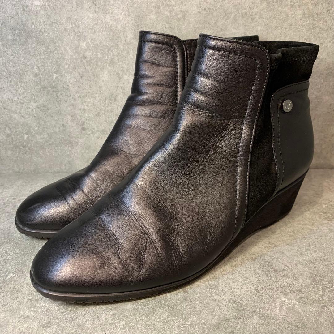 銀座ヨシノヤ ギンザヨシノヤ ショートブーツ レザー 晴雨兼用 24.5cm