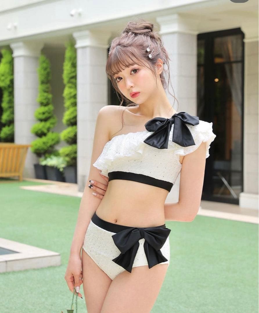 M me eme【エムミーエメ】リボングリッターレーススイムウェア水着