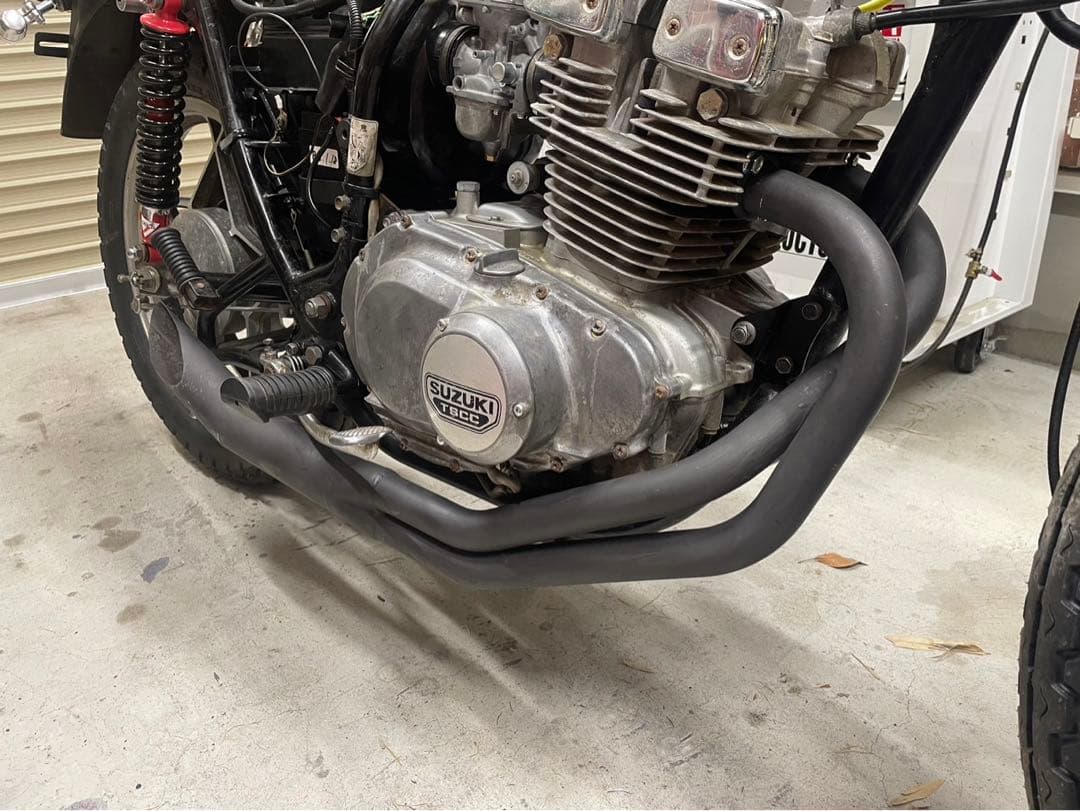 ザリ/ゴキ250用本物ミスティ管ハス切り塗装済みマフラーGSX250E - メルカリ