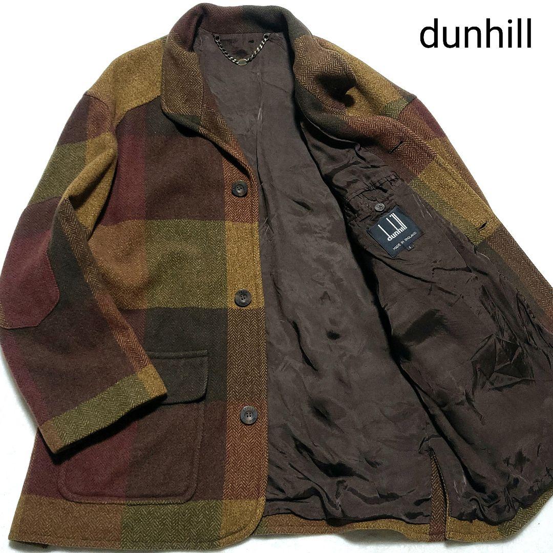 希少 L相当】 dunhill ウールジャケット チェック柄 エルボーパッチ