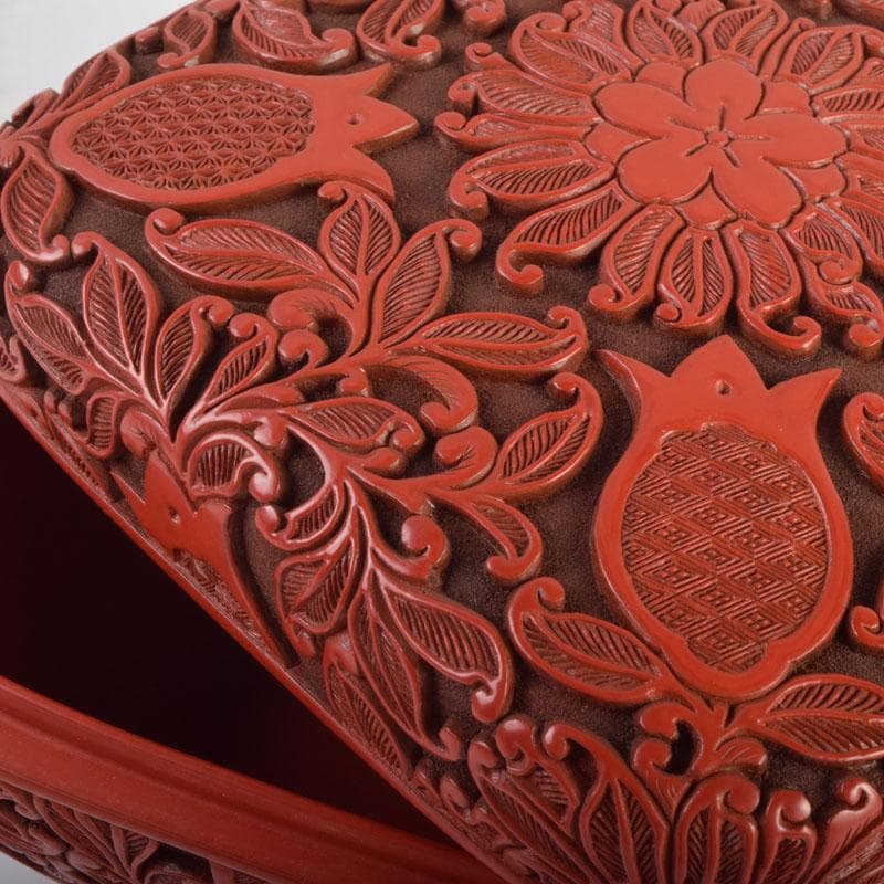 スペード様 専用 龍斎作 堆朱 花草文 御菓子器揃 時代二重箱 C 8871A