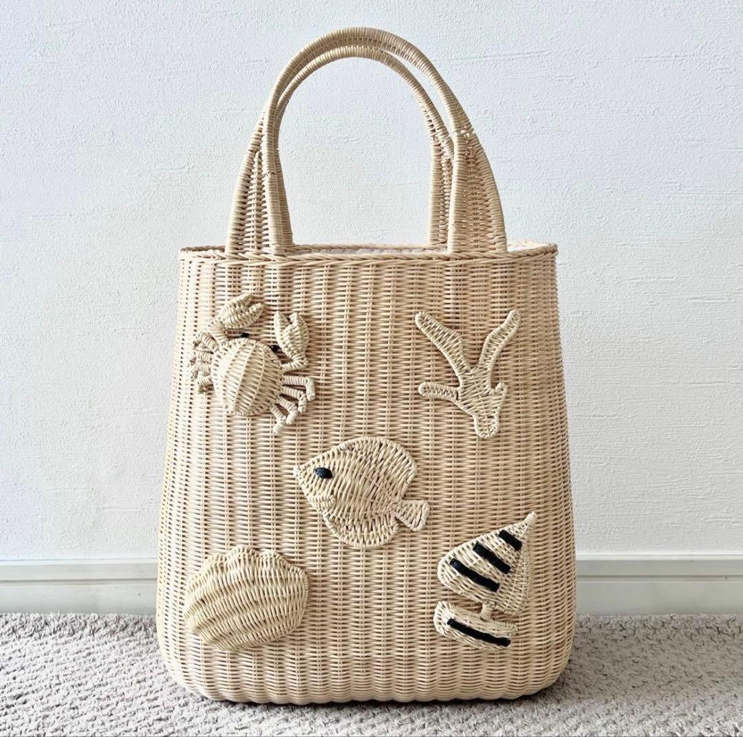 SEVENTENセブンテン マリンモチーフ ラタントート カゴバッグ かご