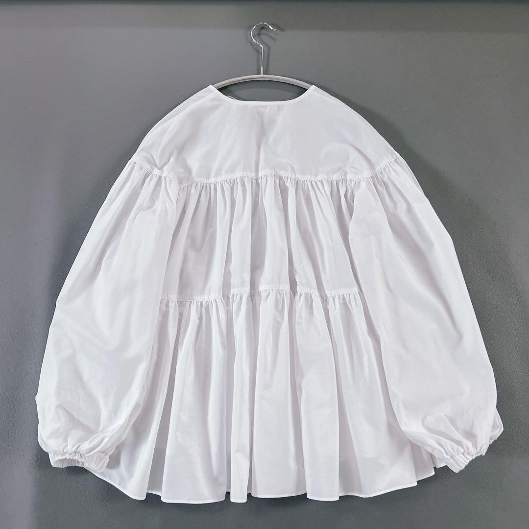 yori ヨリ ティアードフリルブラウス 長袖 白 フリー 近年モデル