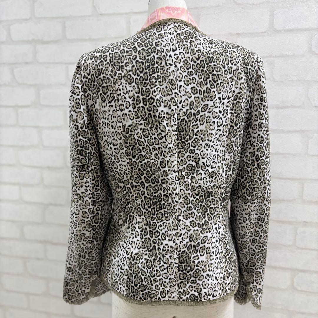 ☆美品☆ 伊太利屋 ピンク ヒョウ柄 テーラードジャケット M 日本製