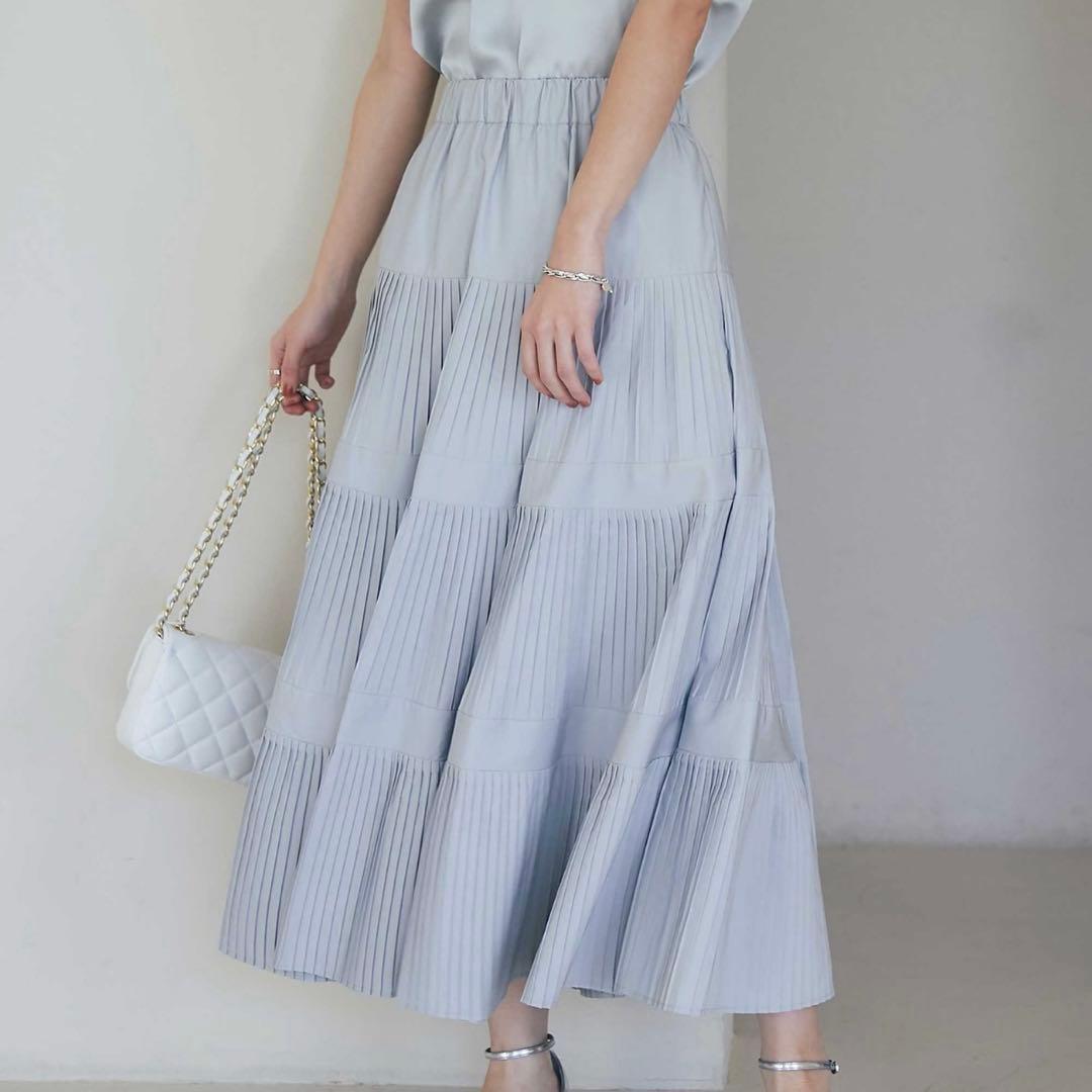 ラブティックボンボン 3段ティアードスカート 38ライトグレー