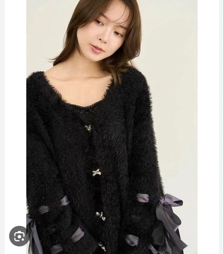 【新品未使用】snidel  リボンカーディガン ハロウィン ブラック SNIDEL HOME（スナイデルホーム）の「【Halloween】ベロアリボン