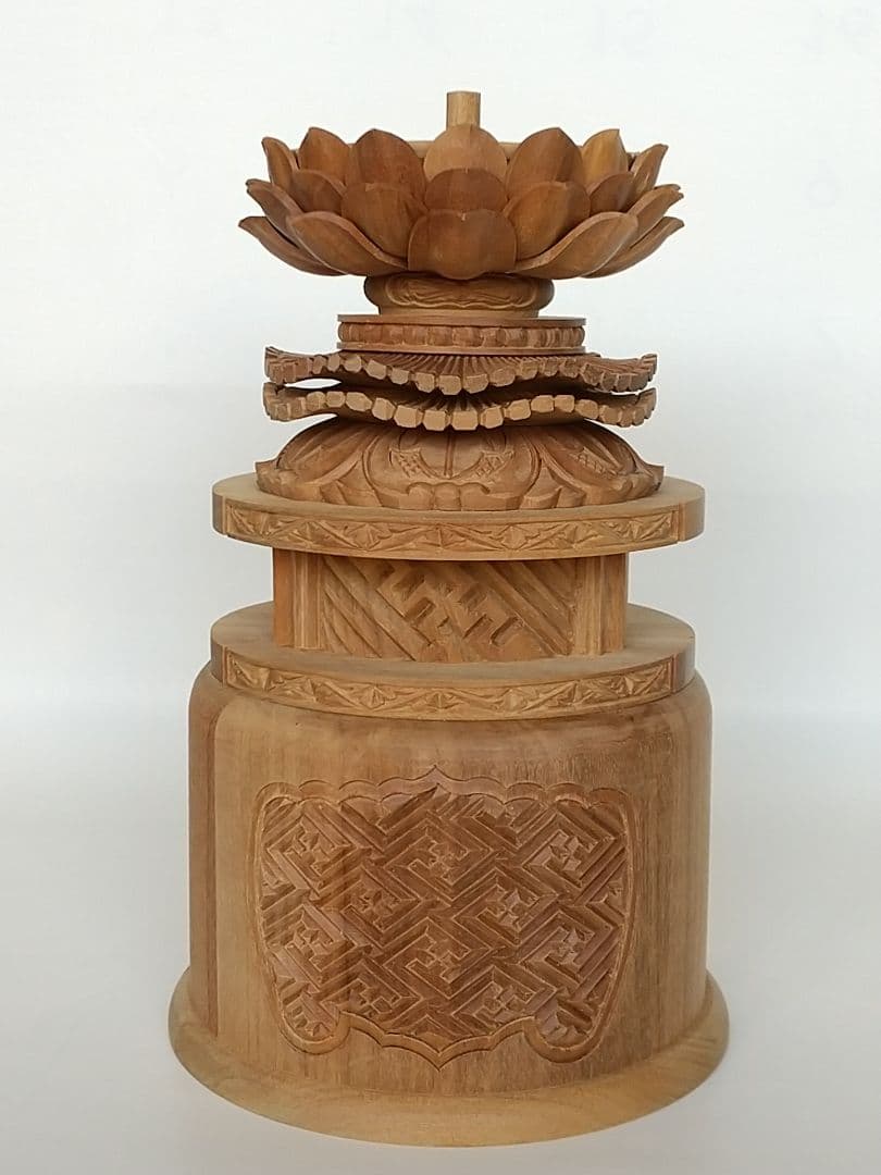 台座のみ 立像用【大】#492 背切 円型 ◆白檀 木彫 仏像付属品