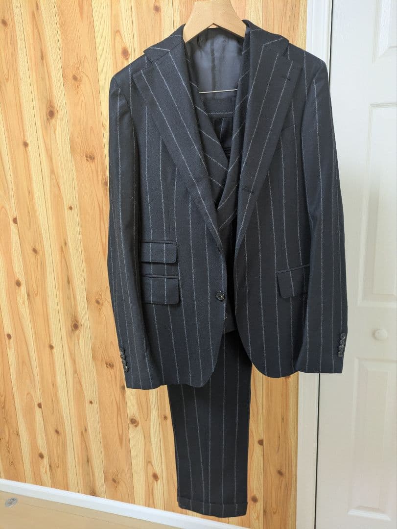 K*n様 Gabriele Pasiniストライプダブルベスト3ピーススーツ46 ウールフランネルストライプスーツ（スーツ）｜Gabriele Pasini