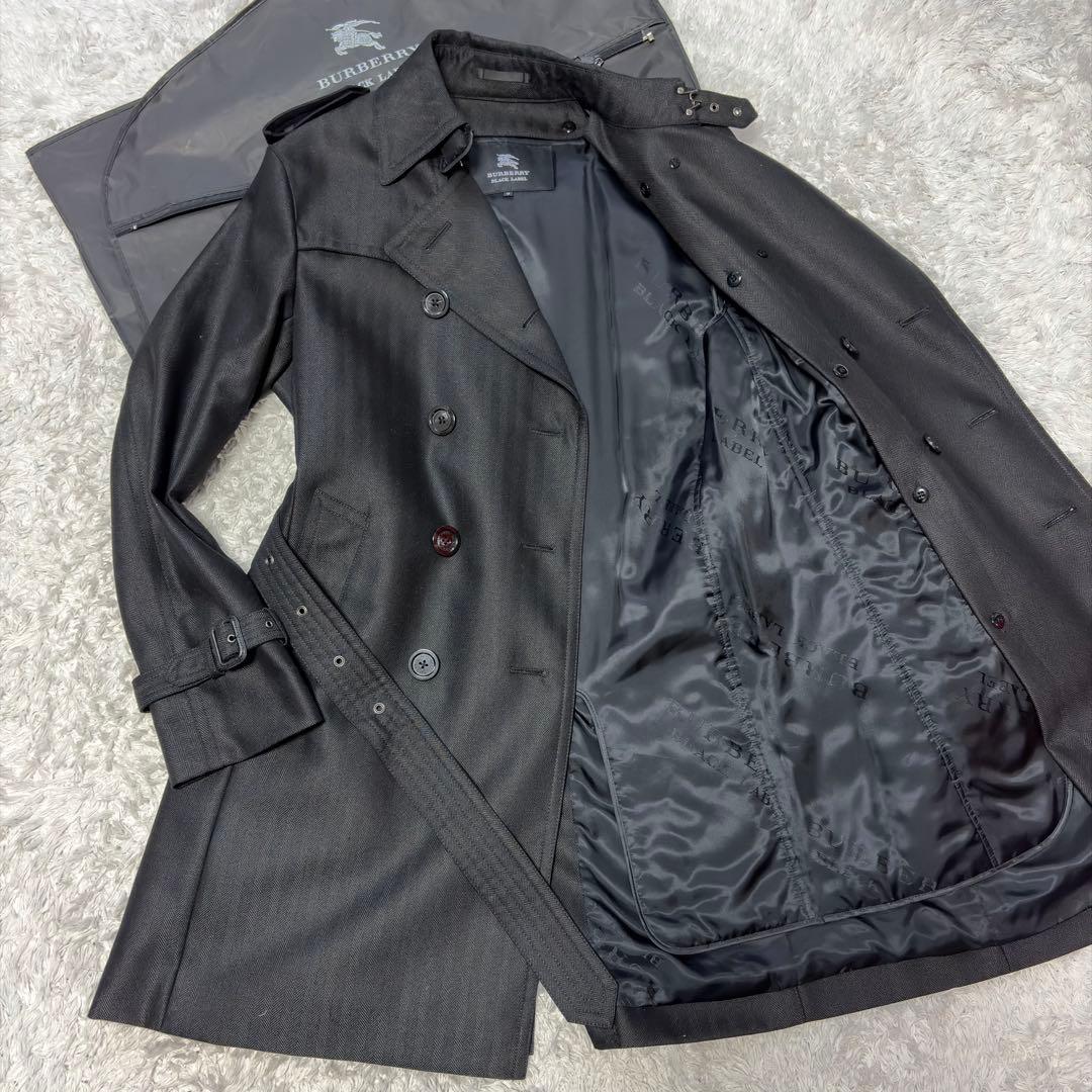 未使用品✨バーバリーブラックレーベル✨トレンチコート ヘリンボーン 黒 M