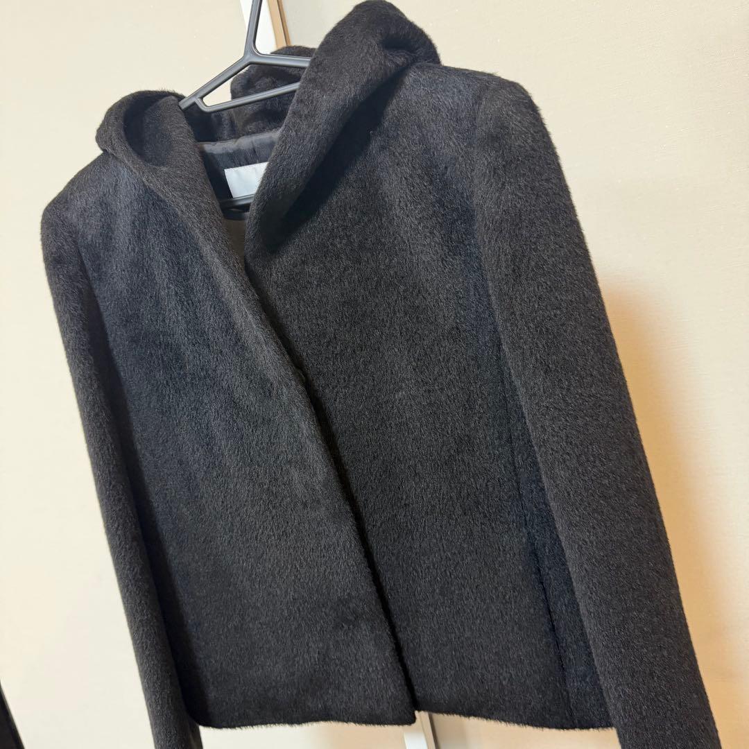 タグ付新品 エムプルミエブラック アルパカフーディコート 黒