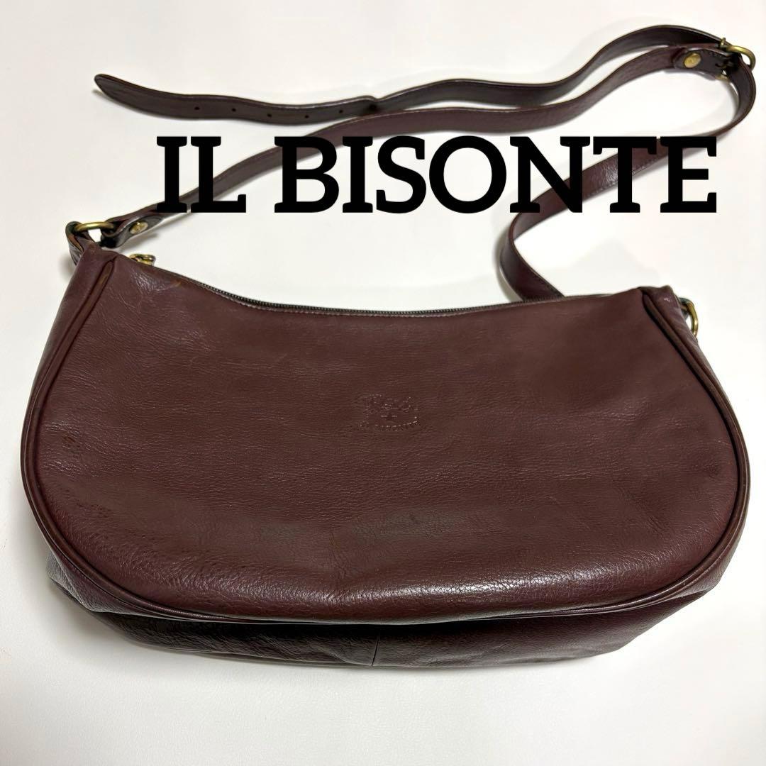 IL BISONTE イルビゾンテ レザー ショルダーバッグ 半月 ハーフムーン