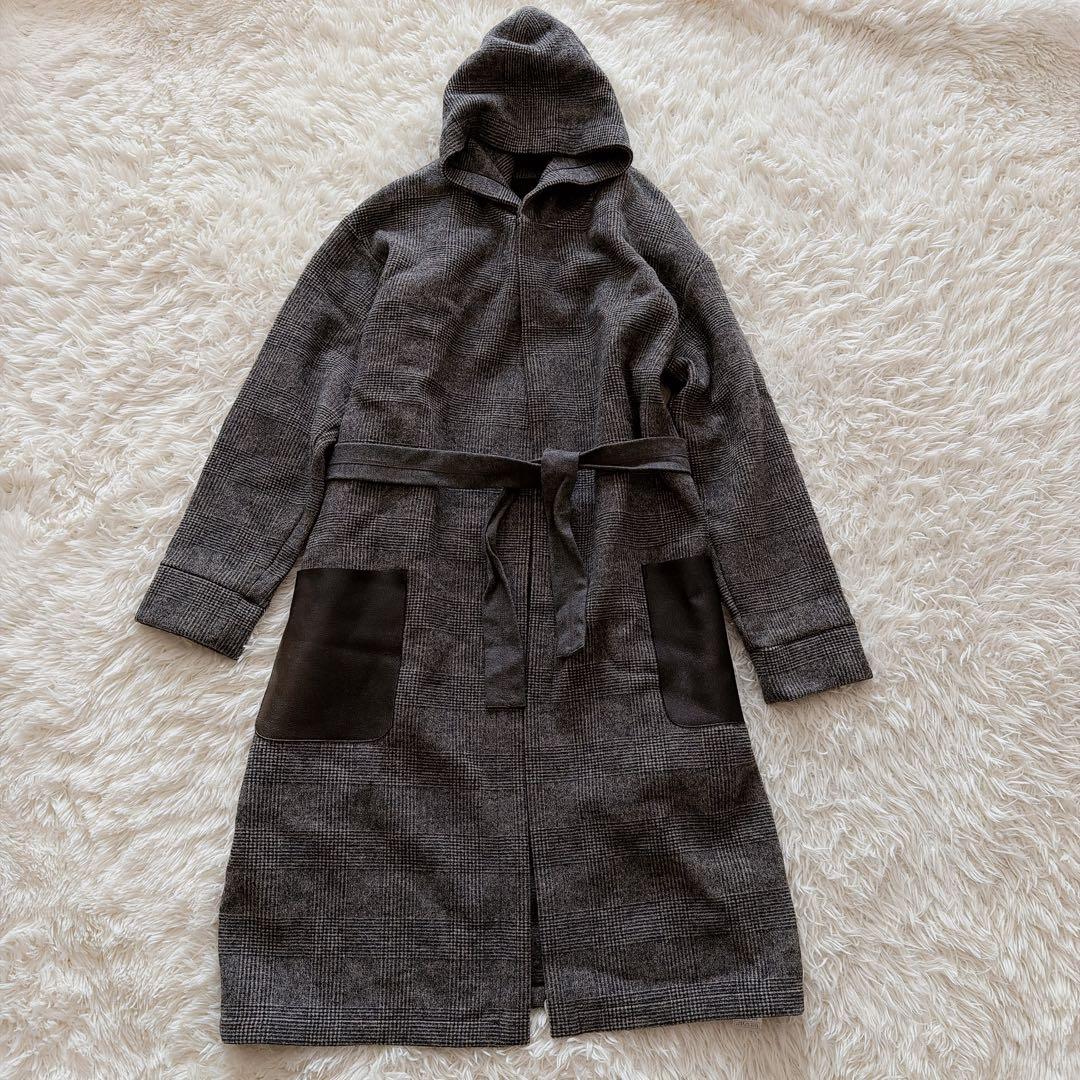 ATON メルトンフーディ ロープコート フーデット ガウン コート 山羊革
