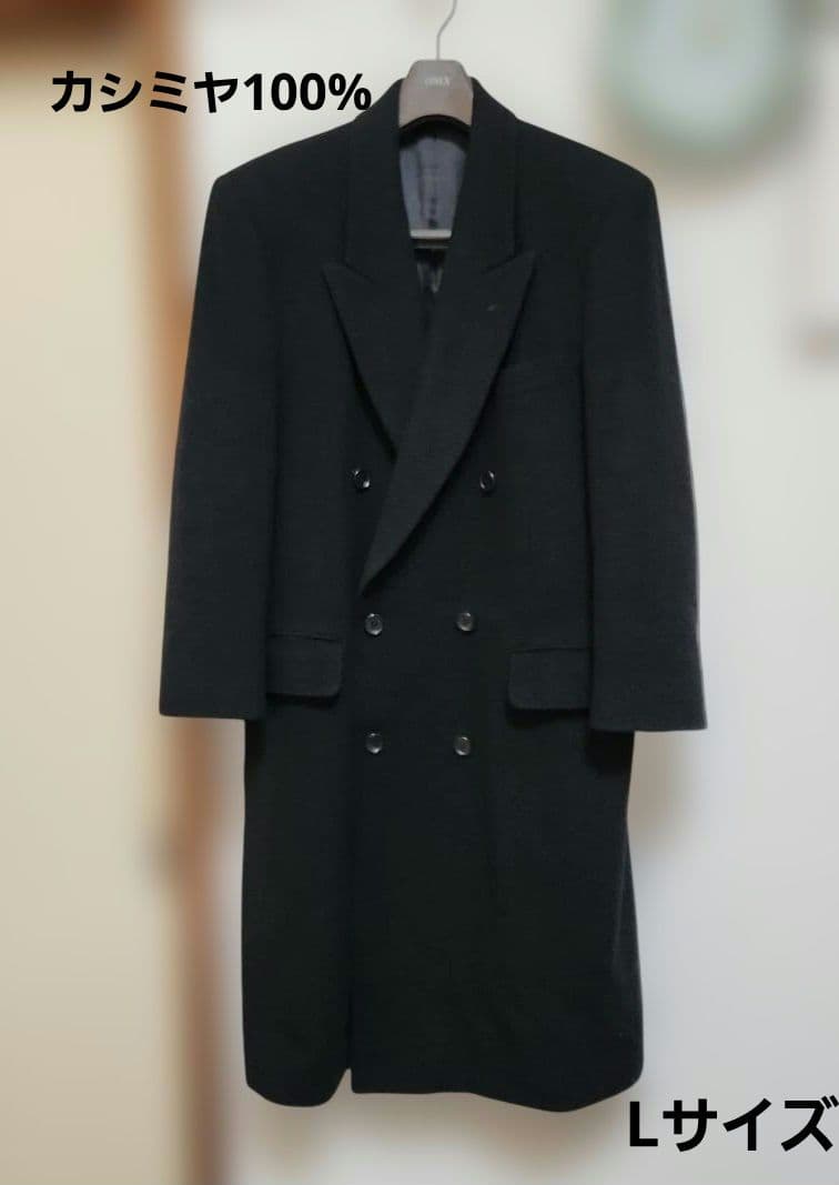 カシミヤ100%　ロングコート　ブラック　L アイク(株)】カシミヤ100% ロングコート Lサイズ 黒 - メルカリ
